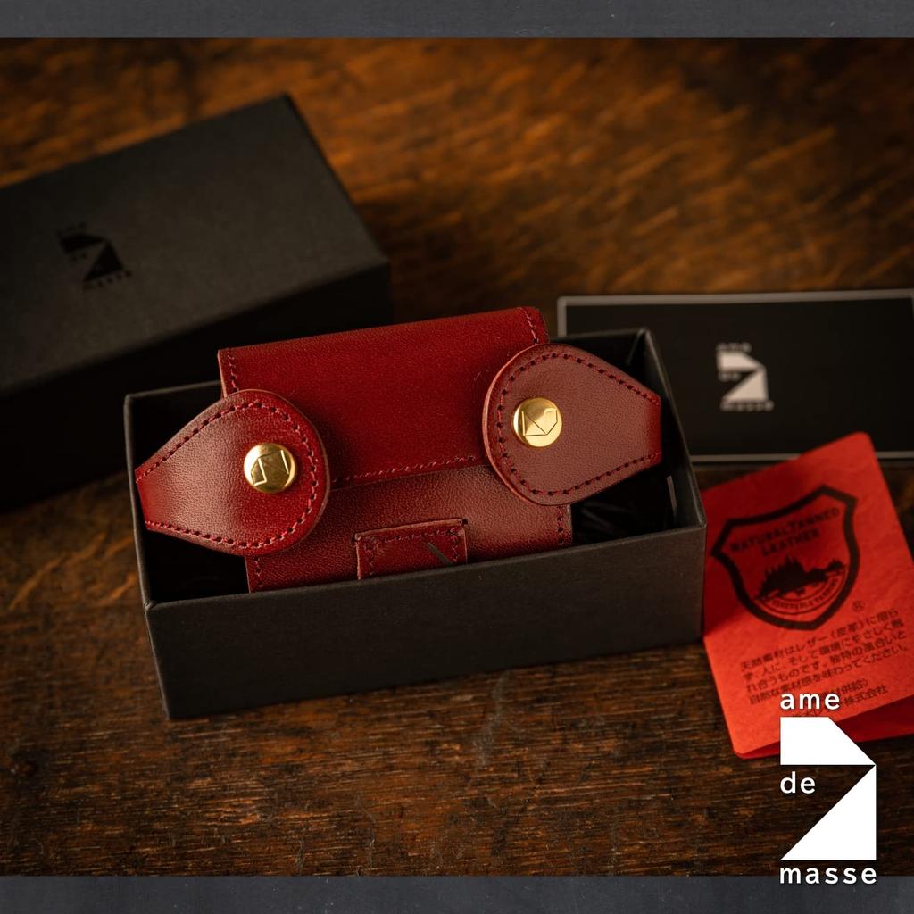 Am De Mas Golf Ball Holder (2 Balls, Tee Holder, Clip), Genuine Tochigi Leather, Made In Japan, Double Red, GC-039