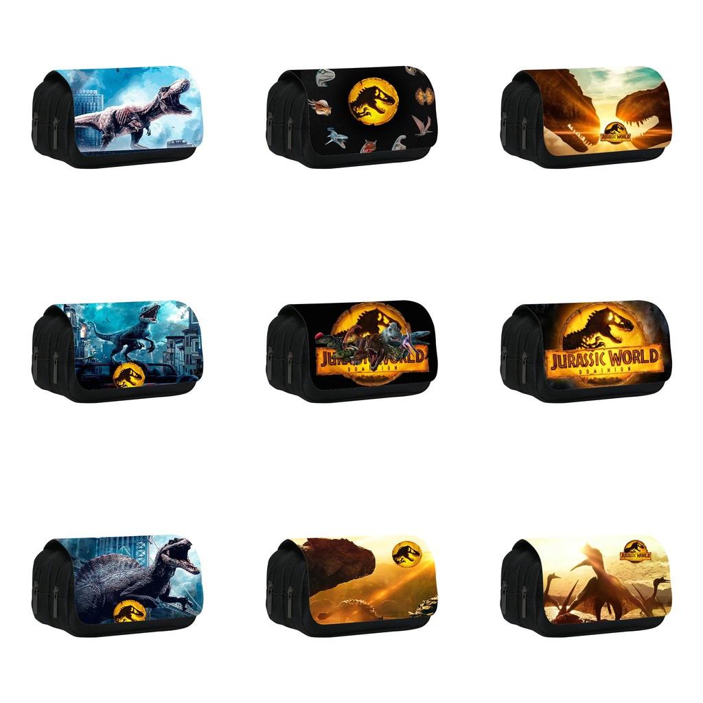 Jurassic World Dinosaur Pattern Double Layer Stationery Storage Bag For Students And Office Use