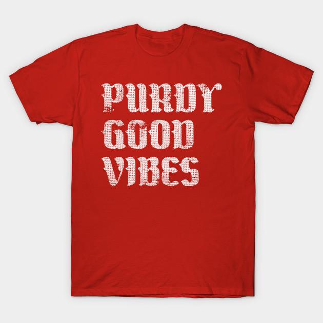 

Men Black Print T-shirt Retro Purdy Good Vibes No-Cut Transfer Paper Print Cotton Tshirt L