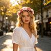 Bridal Flower Crown Boho Artificial Flower Crown Elastic Strap Hair Wreath Holiday Wedding Floral Headband for Bridesmaids Flower Girls