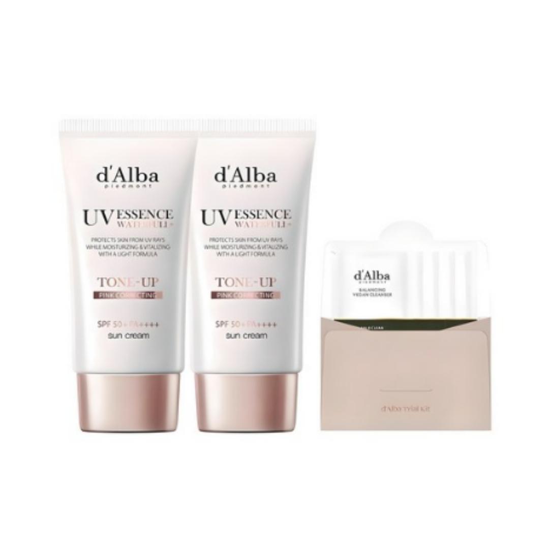 

dalba [Веганская красота] Солнцезащитный крем с тонирующим эффектом Waterful SPF50+ PA++++ 50 мл × 2 + Балансирующий веганский гель для умывания 15 мл — Набор (1 шт.)