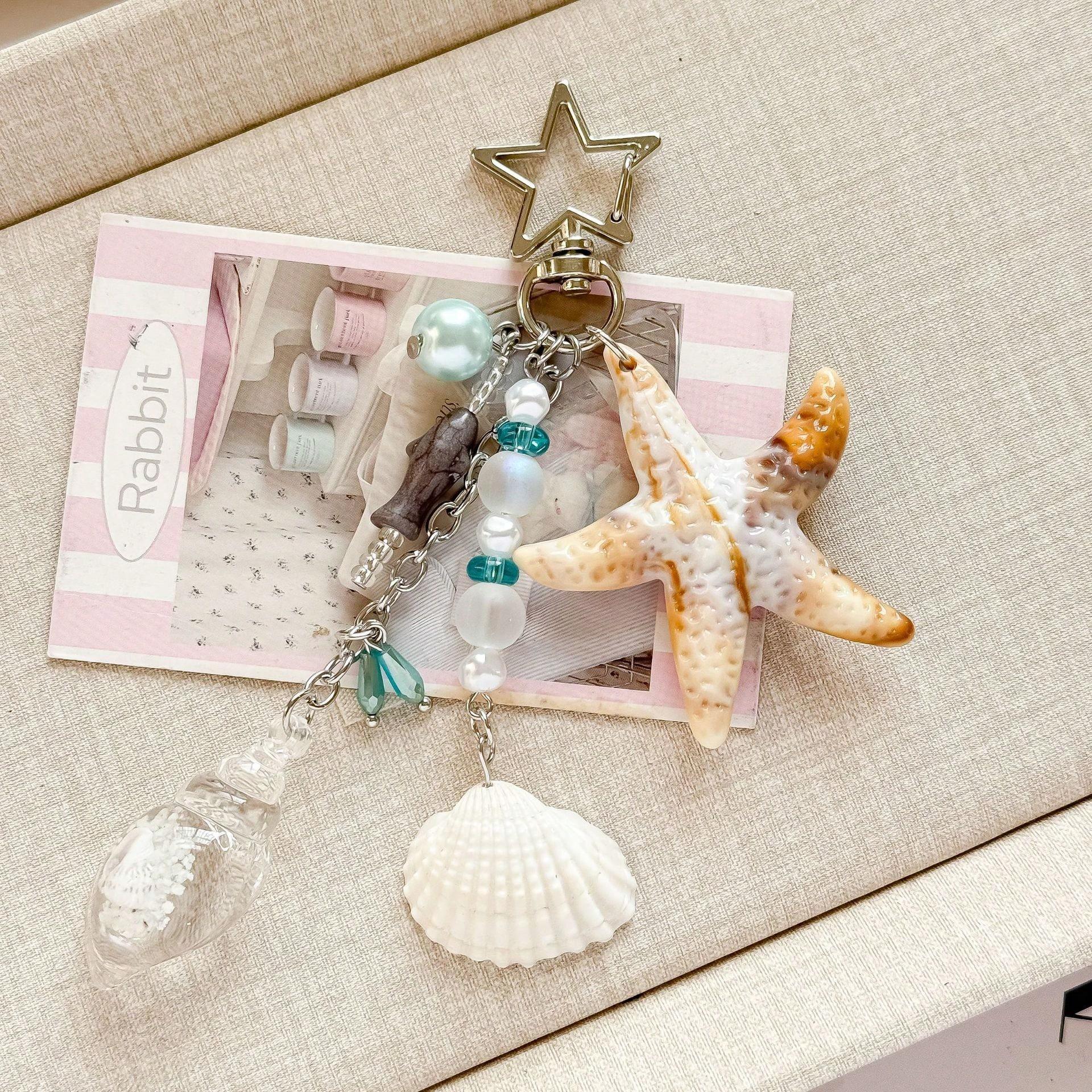 New Ocean Series Starfish Keychain, Cute Key Ring & Bag Pendant