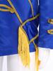 Kids Circus Ringmaster Jacket Long Sleeve Zip Up Tassel Golden Braided Tape Major Uniform Costume Sash