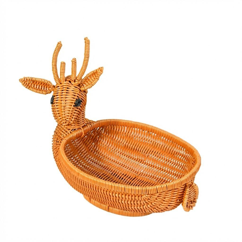 Handgeweven Rotan Mand met Dierenvorm Ontwerp Decoratieve Opberg Organizer voor Huis Kantoor Keuken Gebruik