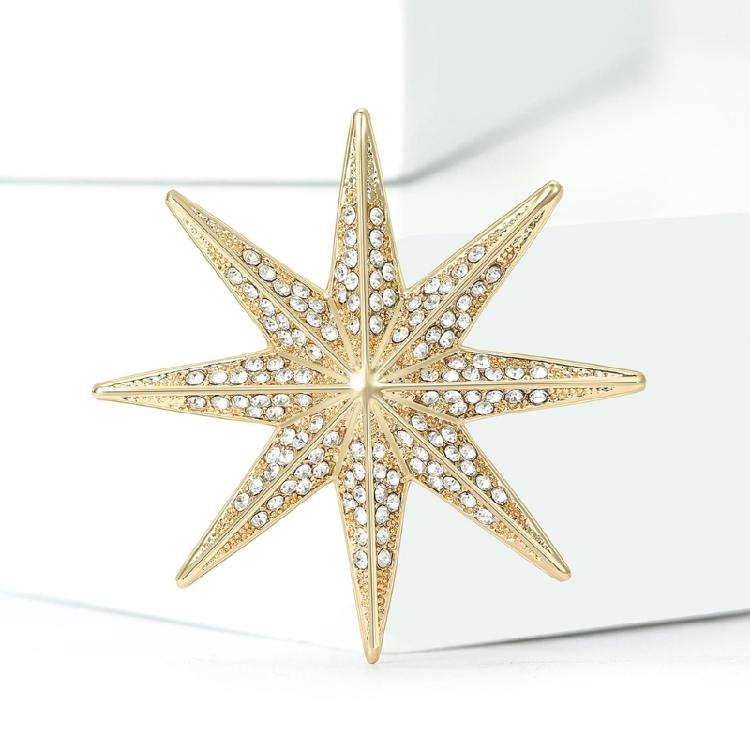 Spilla Decorativa Stella a 8 Punte Accessorio Distintivo in Lega Per Brillare in Insieme Durante gli Spostamenti Feste