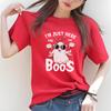 Halloween BOO red wine glass cartoon printed short sleeved round neck versatile fashion Womens Tshirt for spring and summer