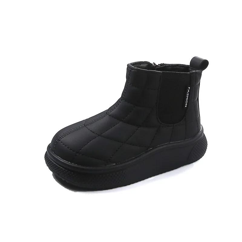 New Children's Platform Snow Boot Fashion Winter Girls Cotton Boots Causal Warm Versatile Kids Outdoor Boys Plush Ankle Boots