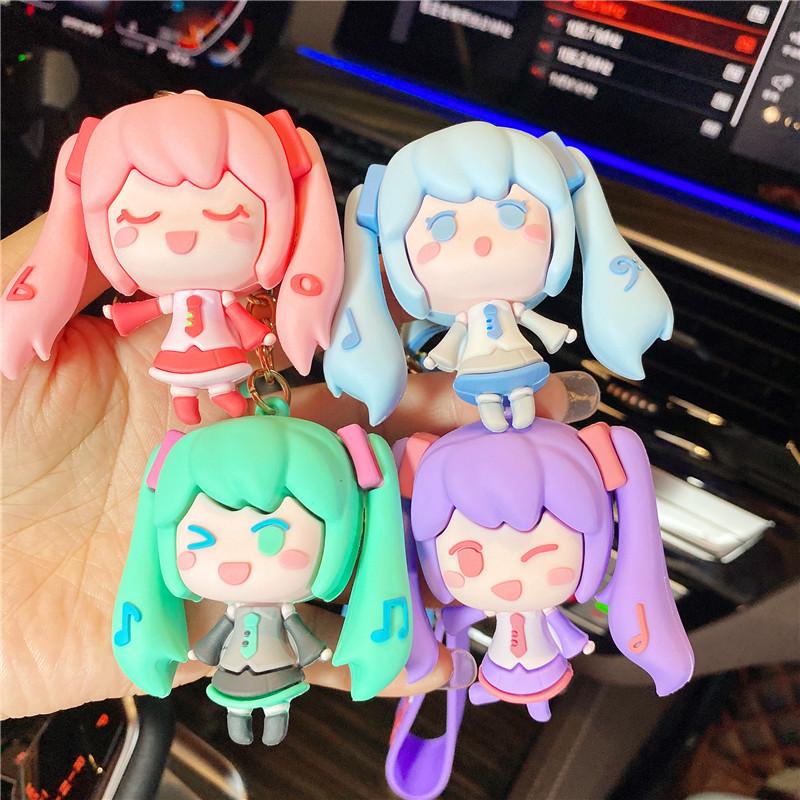 Klassische Anime Hatsune Miku Figur Modell Spielzeug Schlüsselanhänger Süßes und Schönes Mädchen Dekorative Rucksack Anhänger Kleines Geschenk