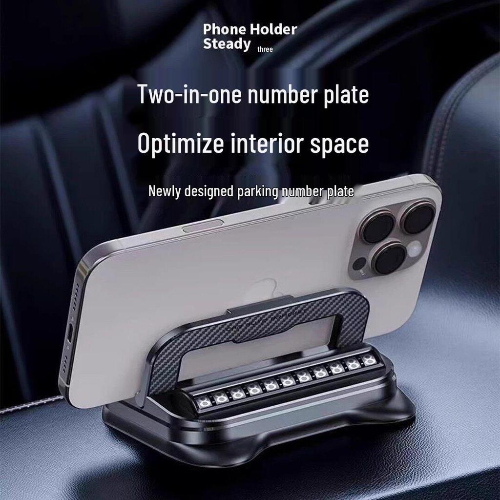 Two-in-One Car Dashboard Temporary Parking Phone Holder & Number Plate
