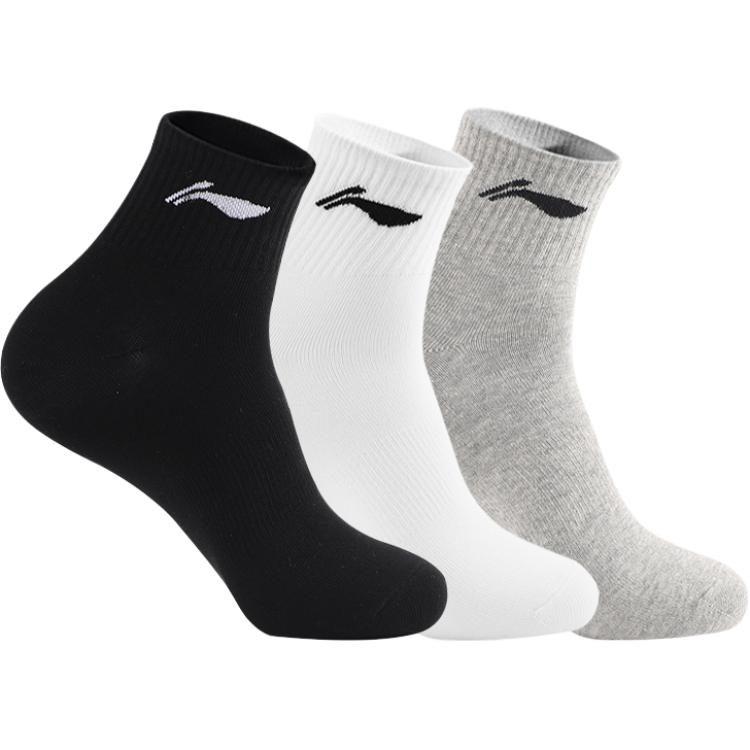Li Ning Crew Socks Men's Black/Gray/White AWSS117-1