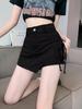Irregular Denim Skort for Women - Slimming Lace-up A-line with Drawstring
