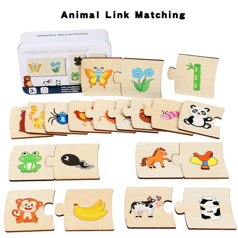 Children Iron Box Number Enlightenment Paired Wooden Animal Food Puzzle Board Logical Thinking Training Game Educational Toys
