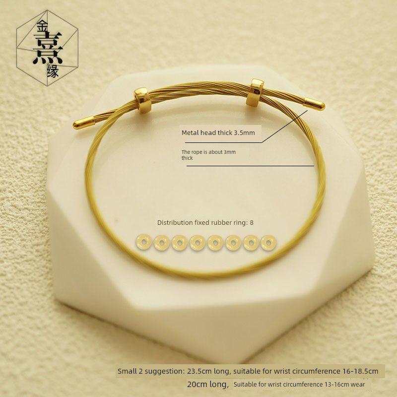

Zhoujia Золотая проволока Ремешок для переноски Стальной трос Шарм 2,5 мм Подходящие бусины DIY Счастливые бусины Универсальный регулируемый браслет 23.5cm 3mm buckle 3.5mm