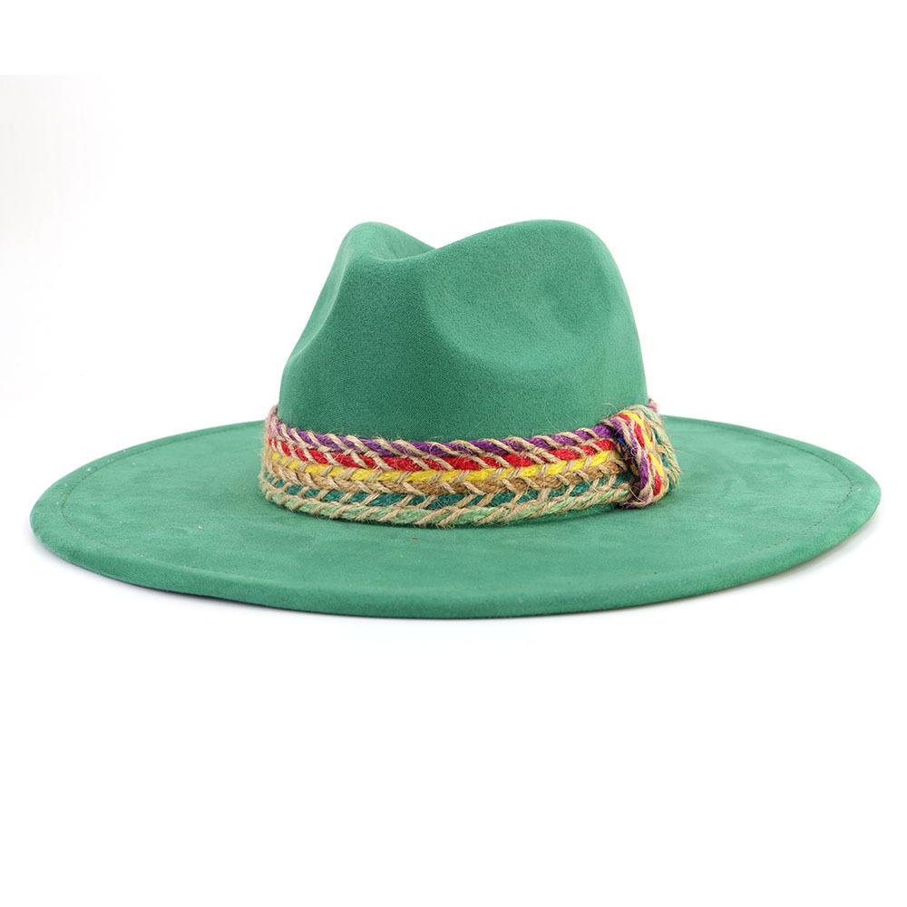 Suede 9.5cm Large Brim Fedora British Top Hat Autumn/Winter Women's Suede Tassel Hat Unisex Chapau Femme
