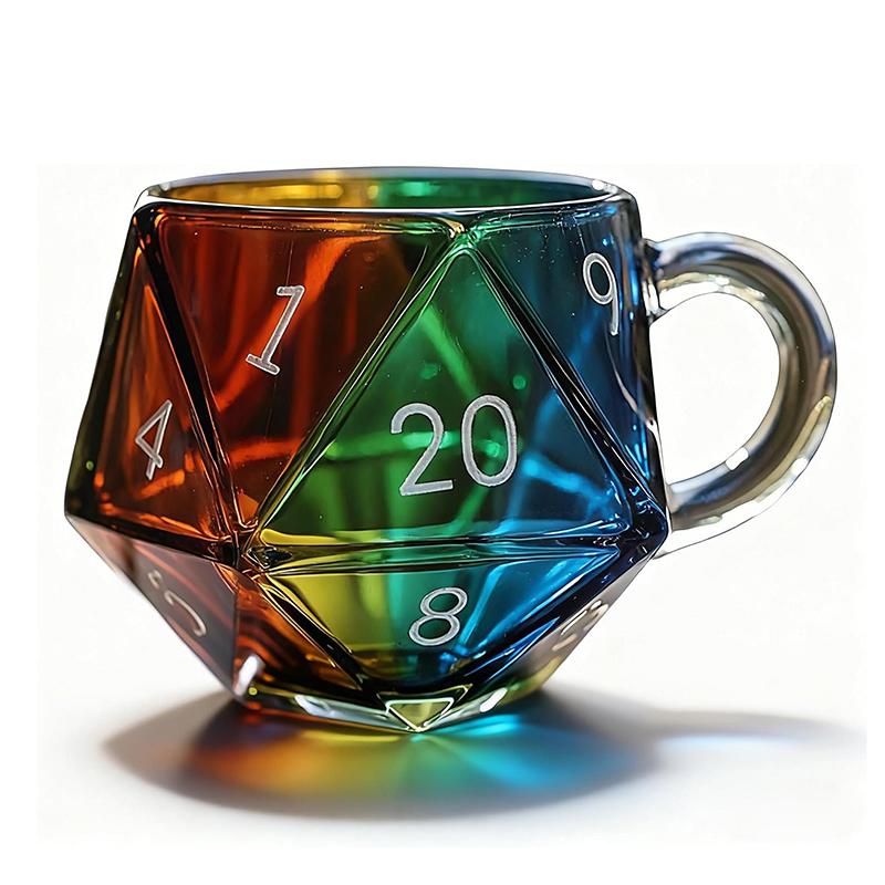 Rainbow D20 Dice Mug Polyhedral Dice Coffee Cup With Handle Game Mug For Rpg Lovers Game Night Mugs Gift For Fantasy Lovers