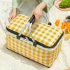 Outdoor Picnic Basket Large Capacity Foldable with Aluminum Foil and Metal Frame Essential Thermal Insulation Camping Lunch Bag