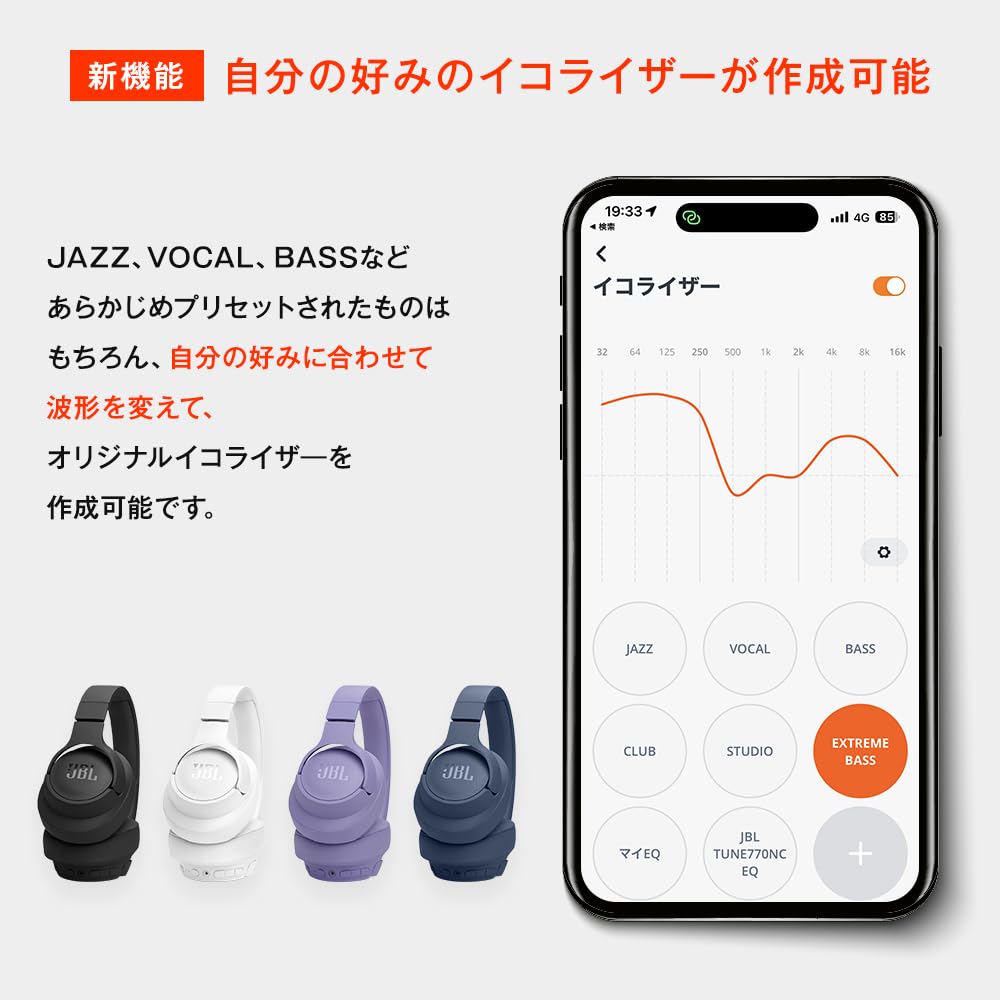 JBL TUNE 770NC Wireless Headphones, Over-Ear, Noise Cancelling, App Compatible, Multi-Point, 40mm Drivers (Black)