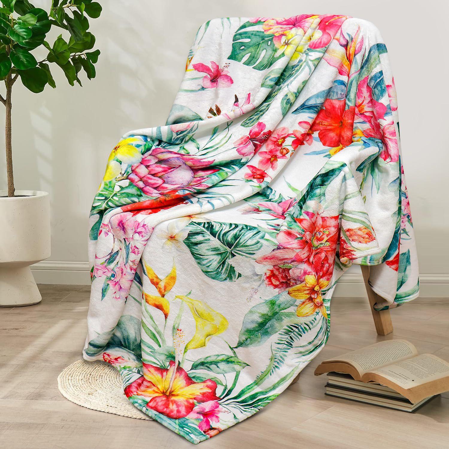 

Colored flower plants Printed Blanket for Sofa Bed Travel Camping Living Room Office Conditioning Blanket for All Seasons Gifts 75x90cm