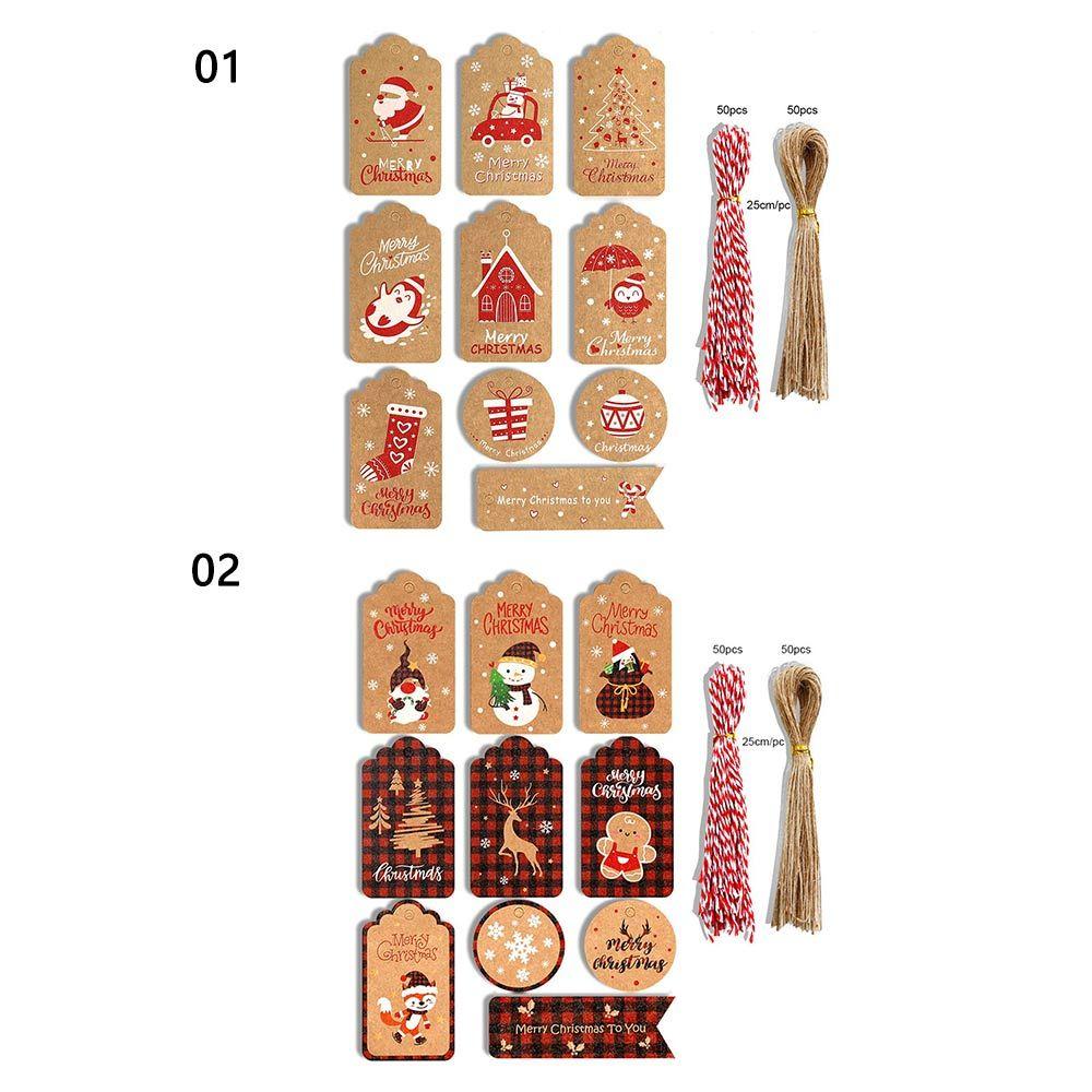 100pcs Party Cards Xmas Decoration Wrapping Supplies Hang Tags Gift Wrapping Christmas Labels Kraft Tag