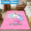 Custom Name Unicorn Dreams Art Rug for Living Room, Game Rooms, Office, Bedroom, Floor Mat Playful Design, fan gifts Christmas decor