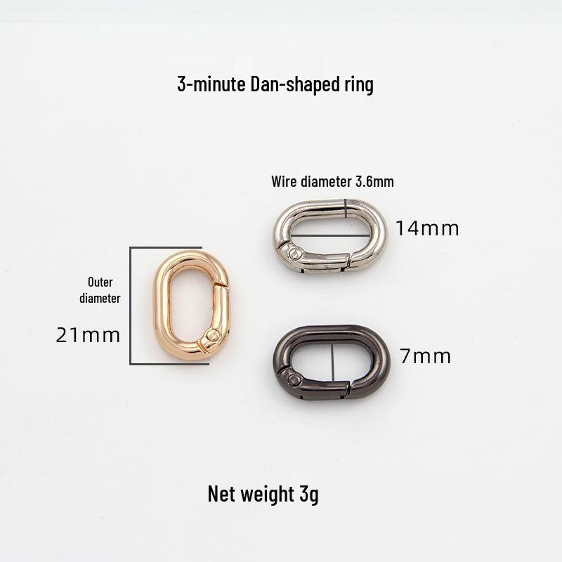 Zinc Alloy Electroplated D-Shaped Keychain Handle Ornament 3 fen, 21mm: Gun Black