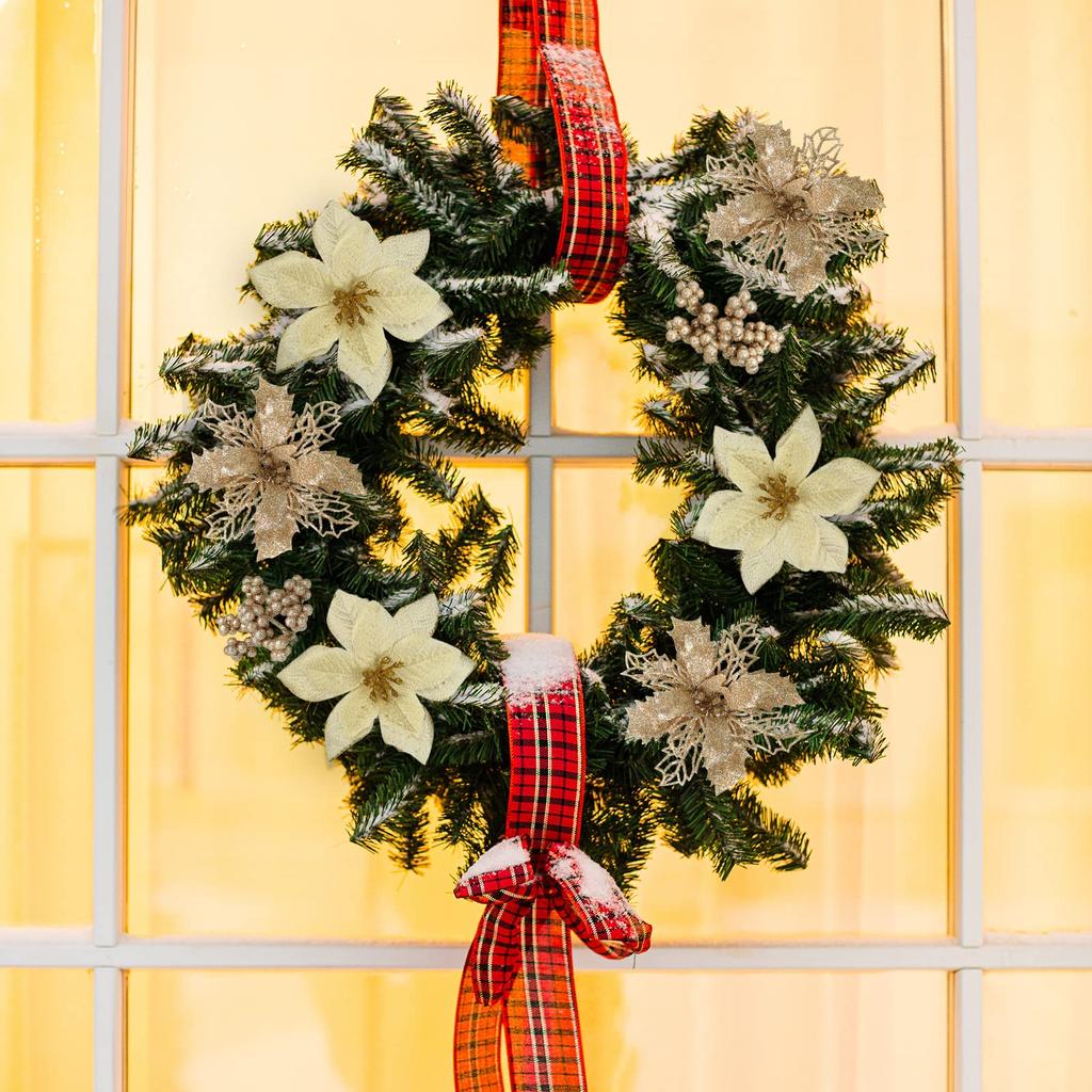 Ucouper Vánoční ozdoba na stromeček dekorace Umělé květiny Balení 30 ks vánočního věnce