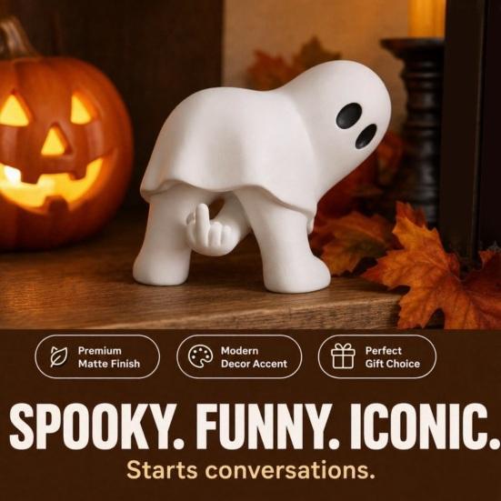 Halloween-Geschenke für Freunde Geist-Figur mit Mittelfinger, Niedliche Statue, Lustige Figuren Gruselige Harz-Humor Schreibtischdekoration Party Zuhause Büro