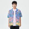 Li Ning X Steven Harrington Cartoon Anime All Over Print Loose Short Sleeve Shirt Men Shirts Purple ASHT017-2