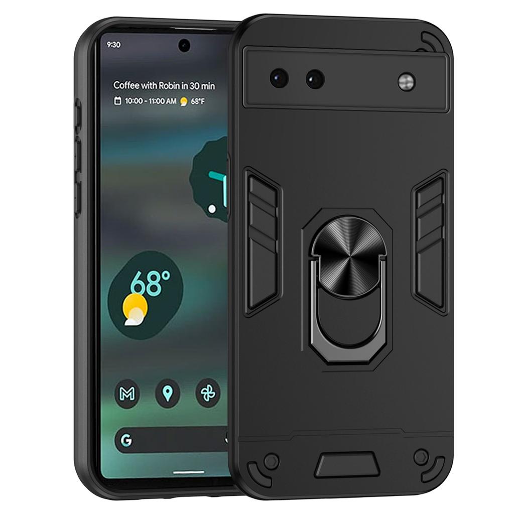 For Google Pixel 6a Case Magnetic Car Mount Phone Cover with Ring Kickstand