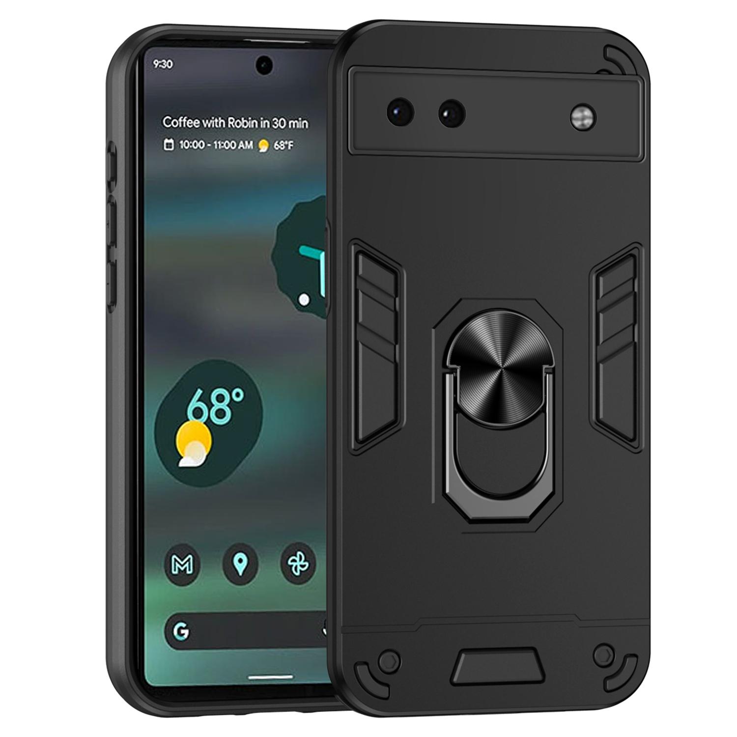 

Чехол для Google Pixel 6a Магнитный автомобильный держатель Чехол для телефона с кольцом-подставкой Black