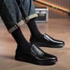 2025 spring and autumn new casual men's shoes Korean version men's foot cover business casual shoes men's leather shoes flat heel single shoes leat