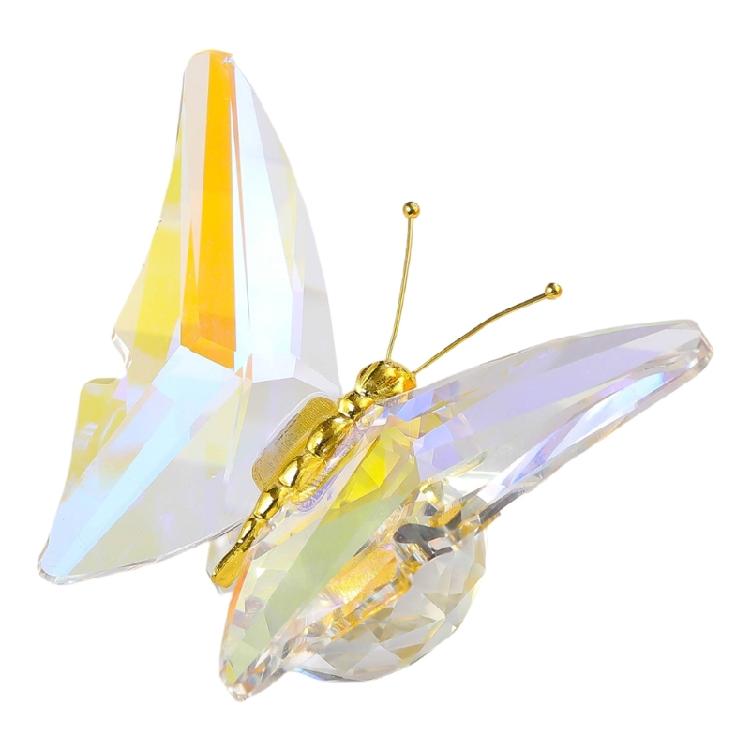 Crystal Butterfly Figurine with Clear Glass Balls Base Glass Butterfly Statue Crystal Animal Figurine for Home Ornament