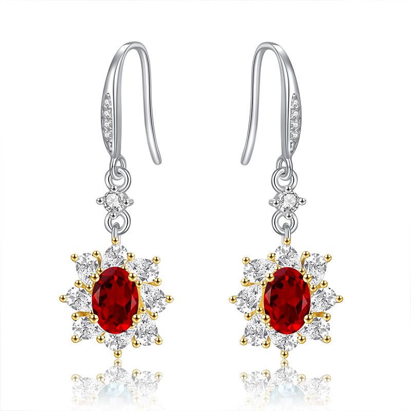 High-end Niche Light Luxury S925 Sterling Silver Natural Colored Treasure Earrings, Earrings Do Not Fade, Jewelry