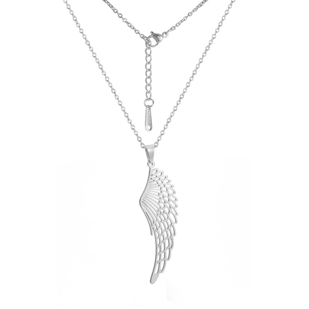 Cazador Hollow Wing of Angel Pendant Necklaces Feather Wings Stainless Steel Gold Color Charm Necklaces for Women Jewelry Kpop