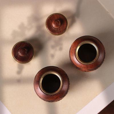 Natural Wood Mini Jar – Portable Sandalwood Perfume or Incense Container with Pendant