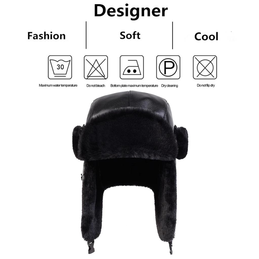 For Men Women Gender Neutral Pu Lei Feng Hat Winter Earflap Hat Keep Warm Ski Hat Bomber Hat For Outdoor Riding Snow Activities