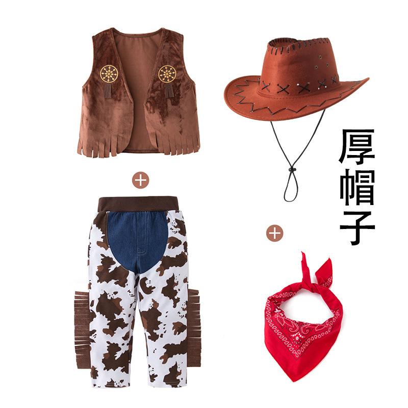 Costume da Cowboy Western per Ragazzi, Set Gilet e Pantaloni per Spettacolo Festivo