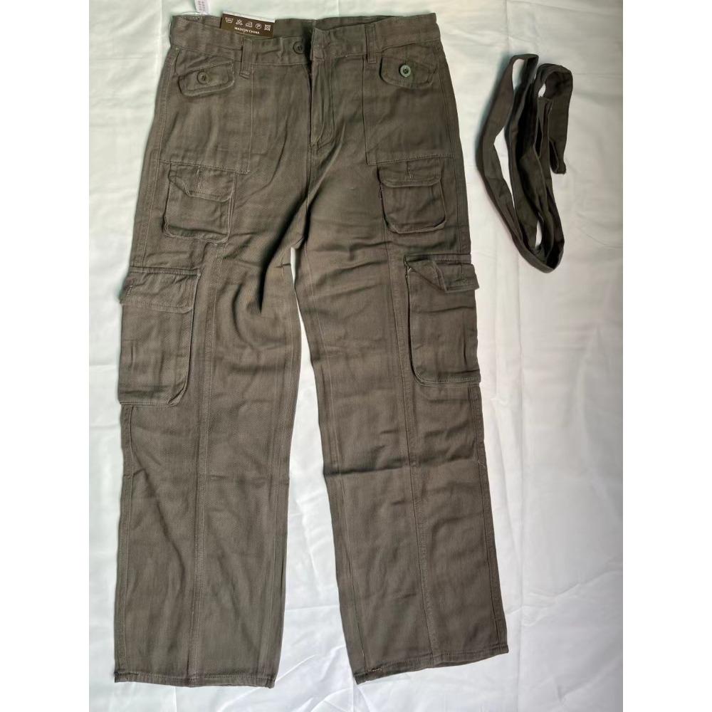 Women s High Waist Cargo Pants Loose Fit Drawstring Multi Pocket Straight Leg Casual Trousers S