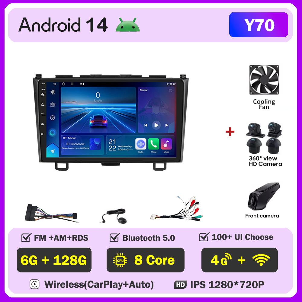For Honda CR-V 3 RE CRV 2007-2011 Car Multimedia Video Player Android Auto Car Radio Touch Screen GPS Navigation Mirror Link