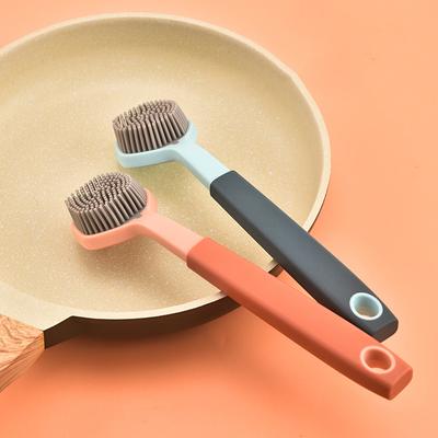 Spazzola per la Pulizia Cucina Plastica Morbida Manico Lungo Spazzola in Silicone Lavapiatti Spazzola per Lavare Pentole Spazzola Decontaminante