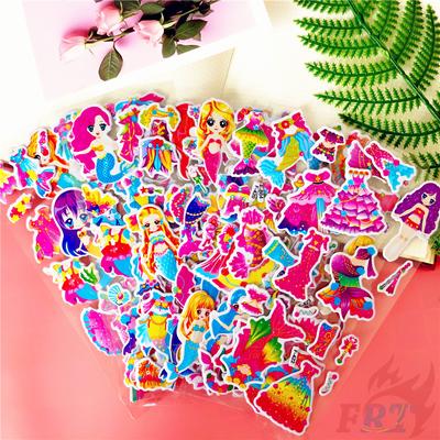12Sheets/set Dressed Mermaid Rewards Sticker Puffy Bubble Toys Stickers