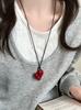 Personality Retro Design Irregularity Heart Pendant Necklace for Women Cute Cool Adjustable Leather Rope Korea Jewelry Y2K Gift