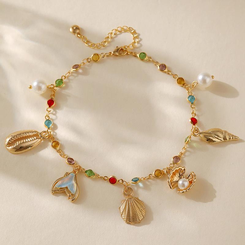 Stainless Steel Starfish Shell Mermaid Tail Chain Bracelet Women Y2K Handmade Metal Ocean Style Pendant Bracelet Luxury Jewelry