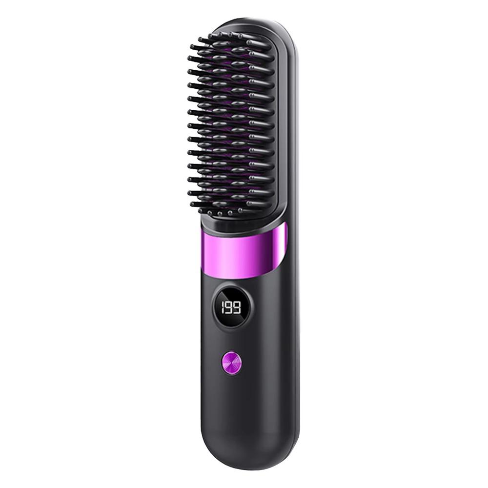 

Ceramic Coating Hair Straightener Brush USB Charging Electric Straightening Comb Gift Use серый