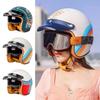 New National Standard A Category Retro Electric Motorcycle Helmet Men Women's Cruising Semi-helmet Locomotive 3/4 Built-in Goggles