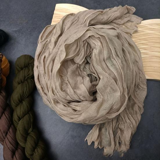 Women Scarf Solid Color Pleated Long Scarf Retro Autumn Winter Warm Long Scarf Soft Vintage Inspired Scarf