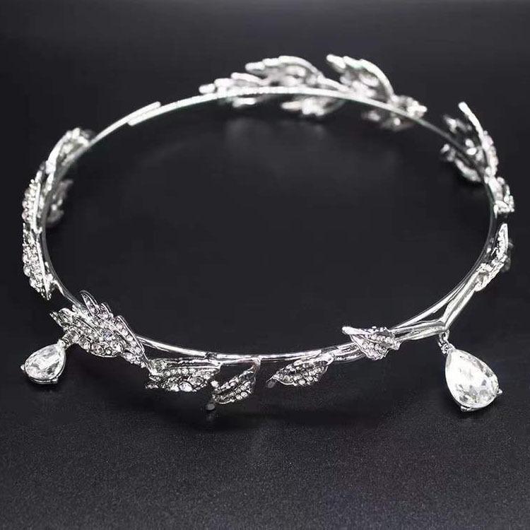 Kronenblätter, Wassertropfen voller Diamanten, Stirn der Braut mit Wasserdiamanten geschmückt, Hochzeitskopfbedeckung voller Diamanten, Kronenstirnbänder