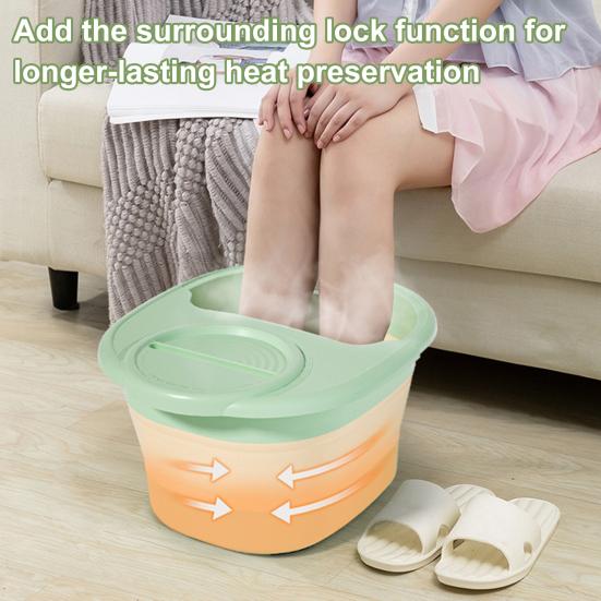 Folding Footbath with Lid Dual-State Switching One-Touch Foldable Design Foot Basin Ergonomic Anti-aging Pet Paw Care Tool