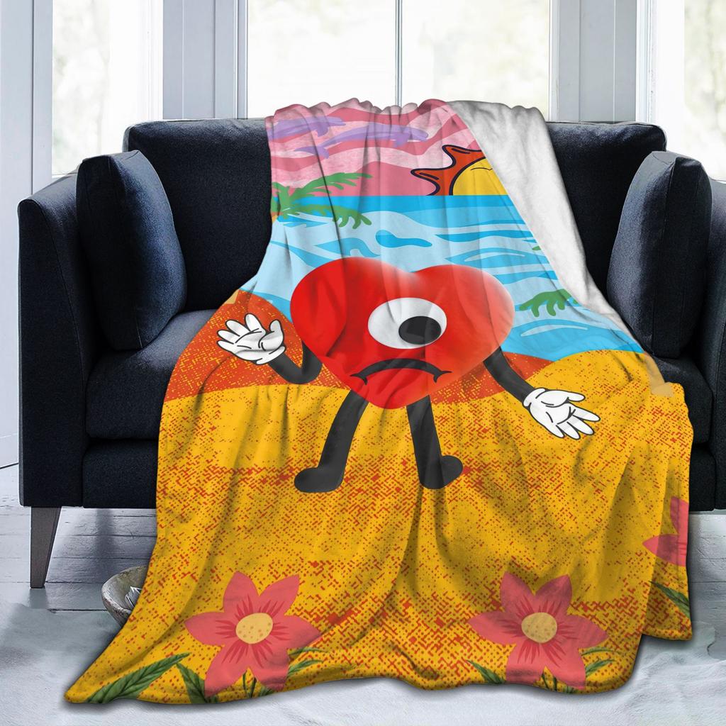 Bad Bunny Blanket Coral Fleece Plush Spring Autumn  Multi-function Soft Throw Blankets for Sofa Office Bedspread