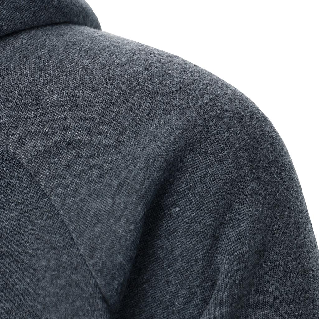 Autumn Winter Men's Solid Color Hooded Long Sleeve Side Zipper Design Hoodie